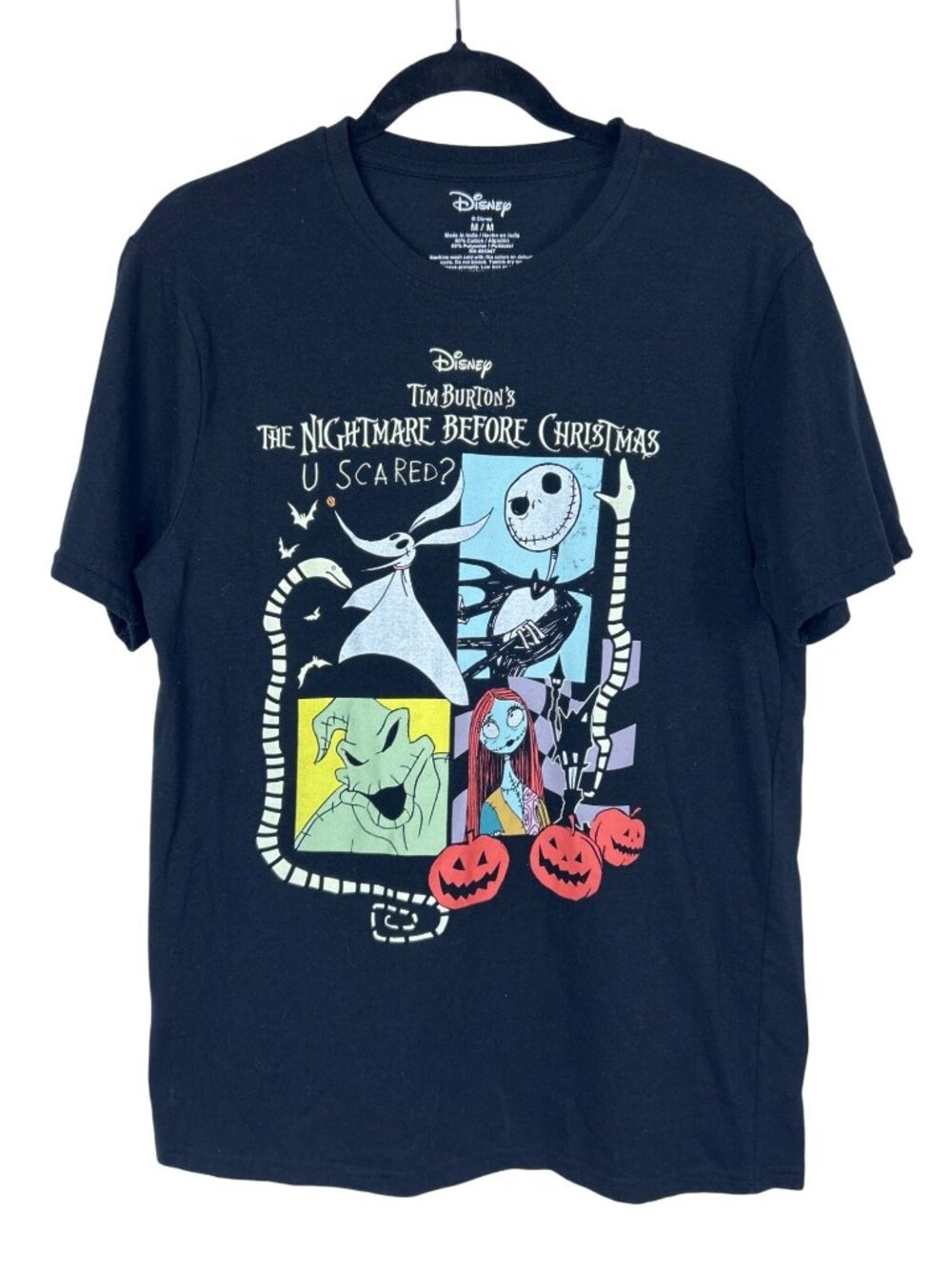 Disney Nightmare Before Christmas U Scared T Shirt Men's M Black Halloween